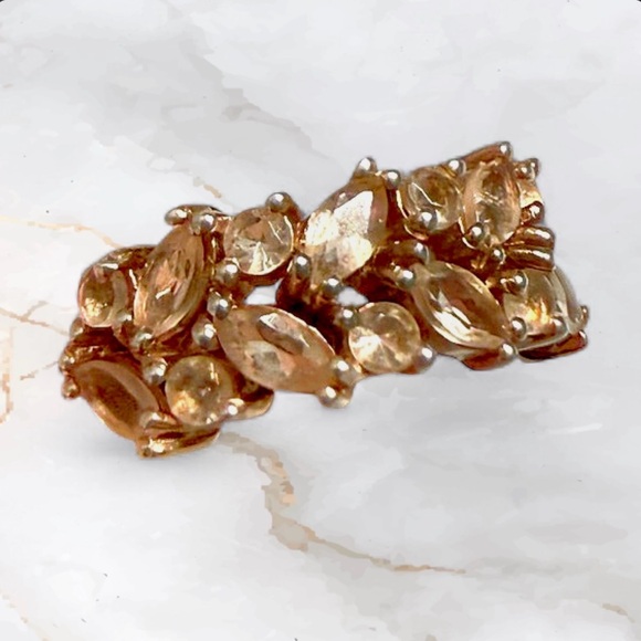 Rose Gold-Tone Marquise Morganite Cluster Sterling Ring - Picture 5 of 8